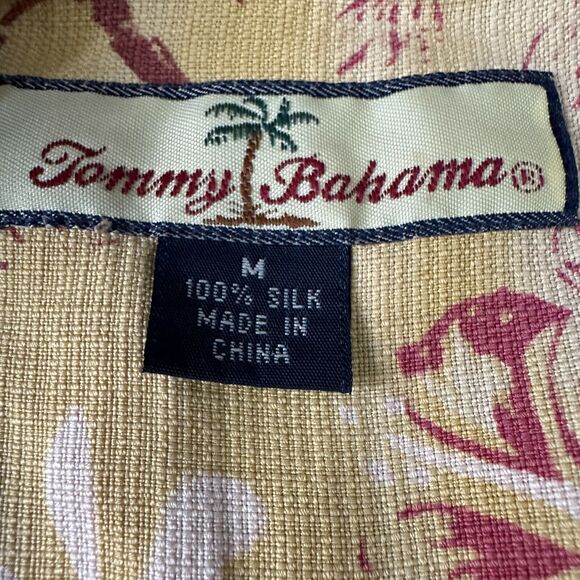 Tommy Bahama Hawaiian Silk Shirt Mens Medium Beige Woody Car Print Short Sleeve - Picture 6 of 10